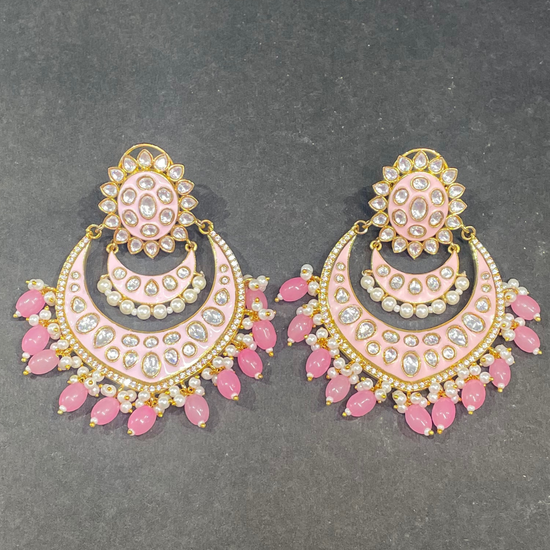 PINK SURYA CHANDBALI EARRINGS