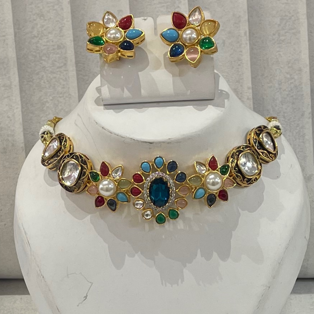 NAVRALI POLKI NECKLACE