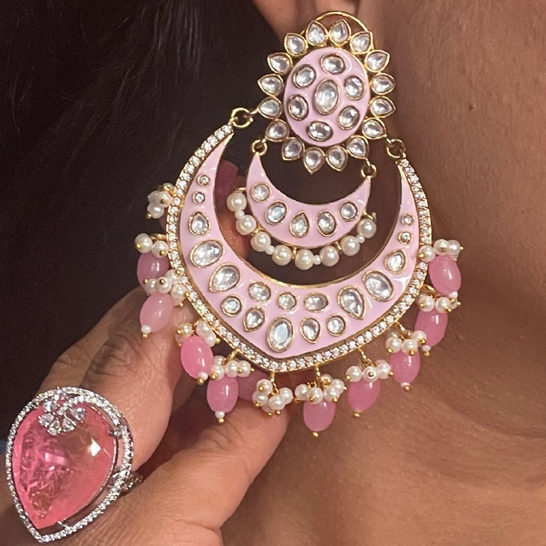 PINK SURYA CHANDBALI EARRINGS