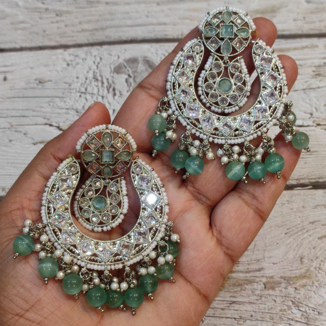 ALISHA MINT GREEN TIKKA EARRING SET