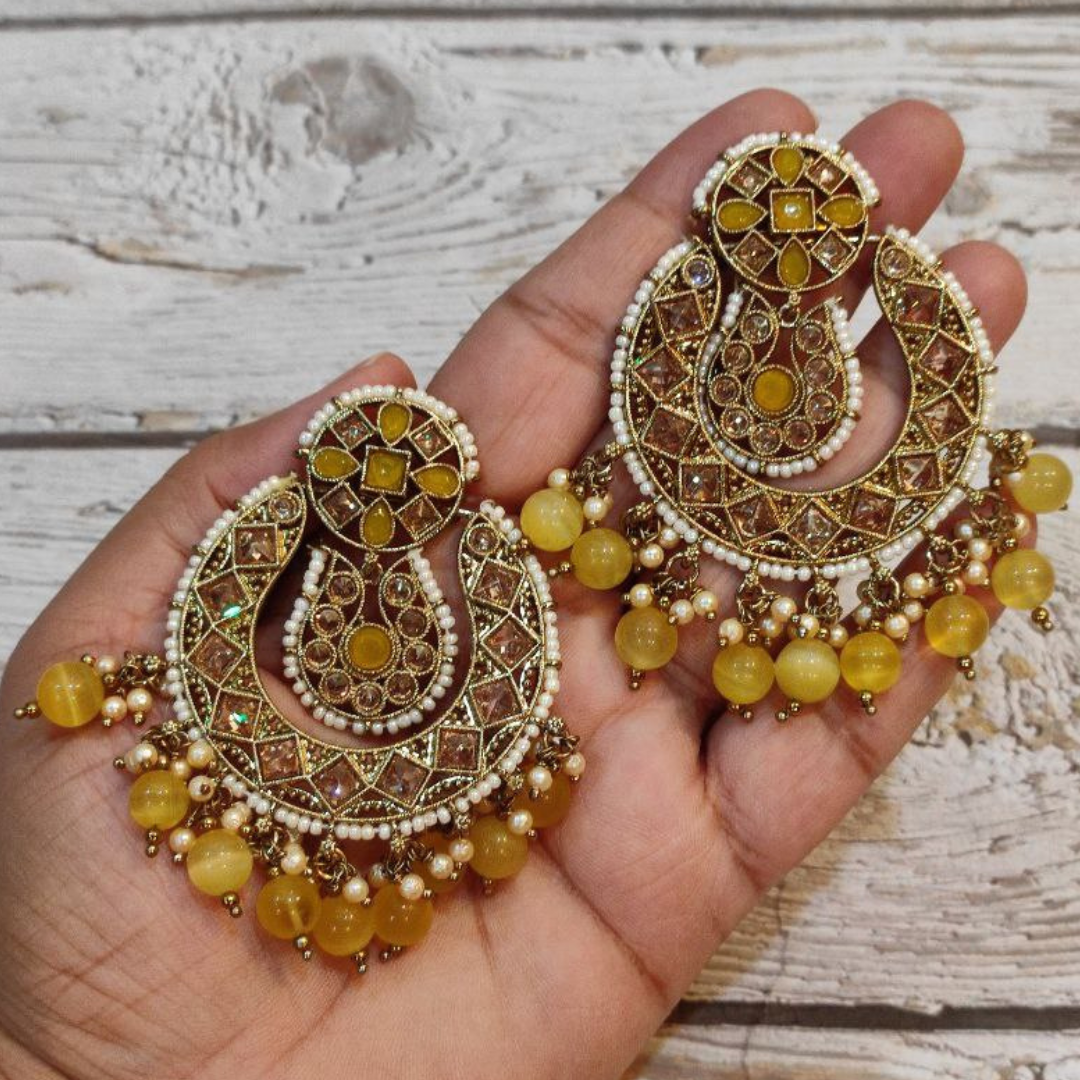 ALISHA YELLOW TIKKA EARRING SET