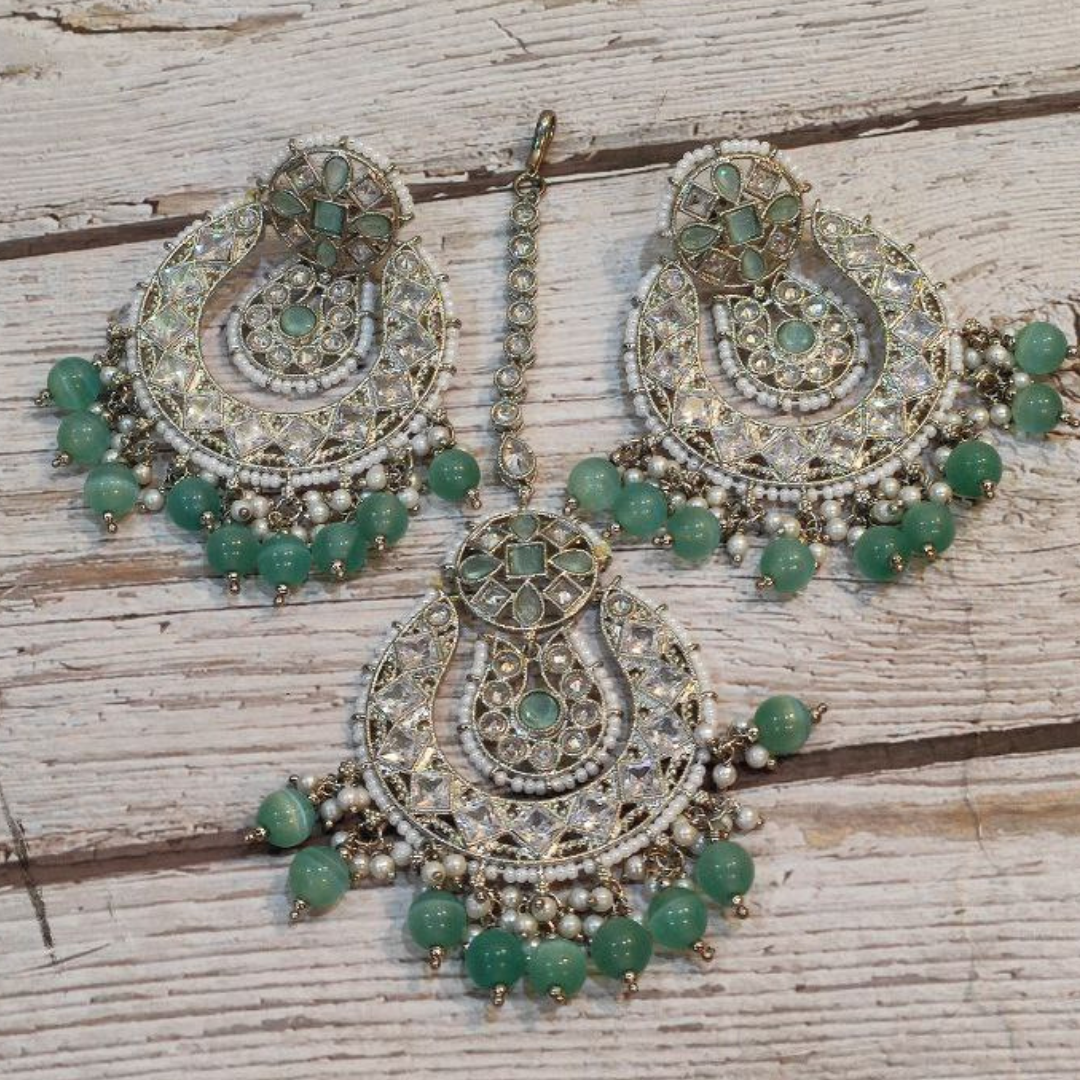 ALISHA MINT GREEN TIKKA EARRING SET