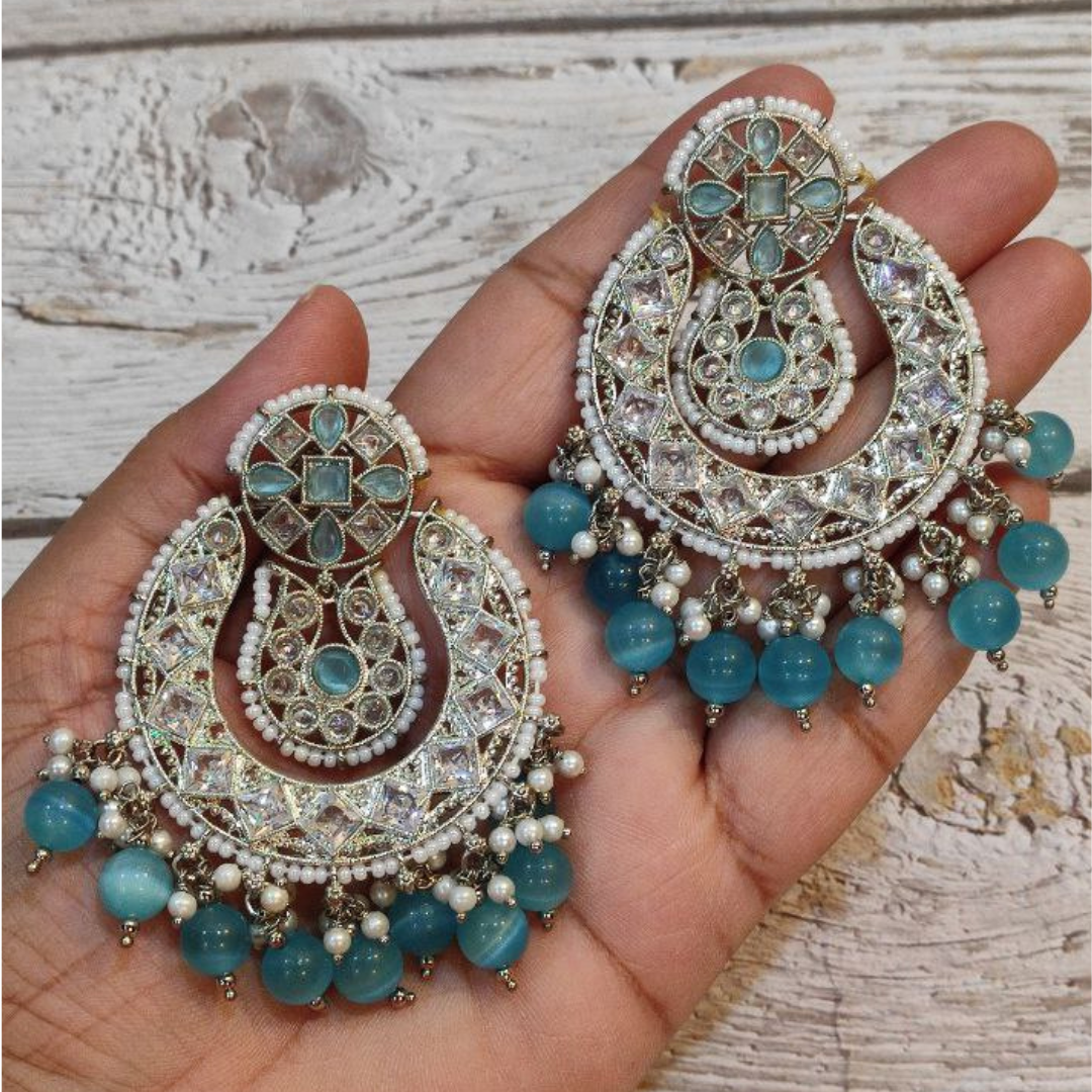 ALISHA AQUA TIKKA EARRING SET