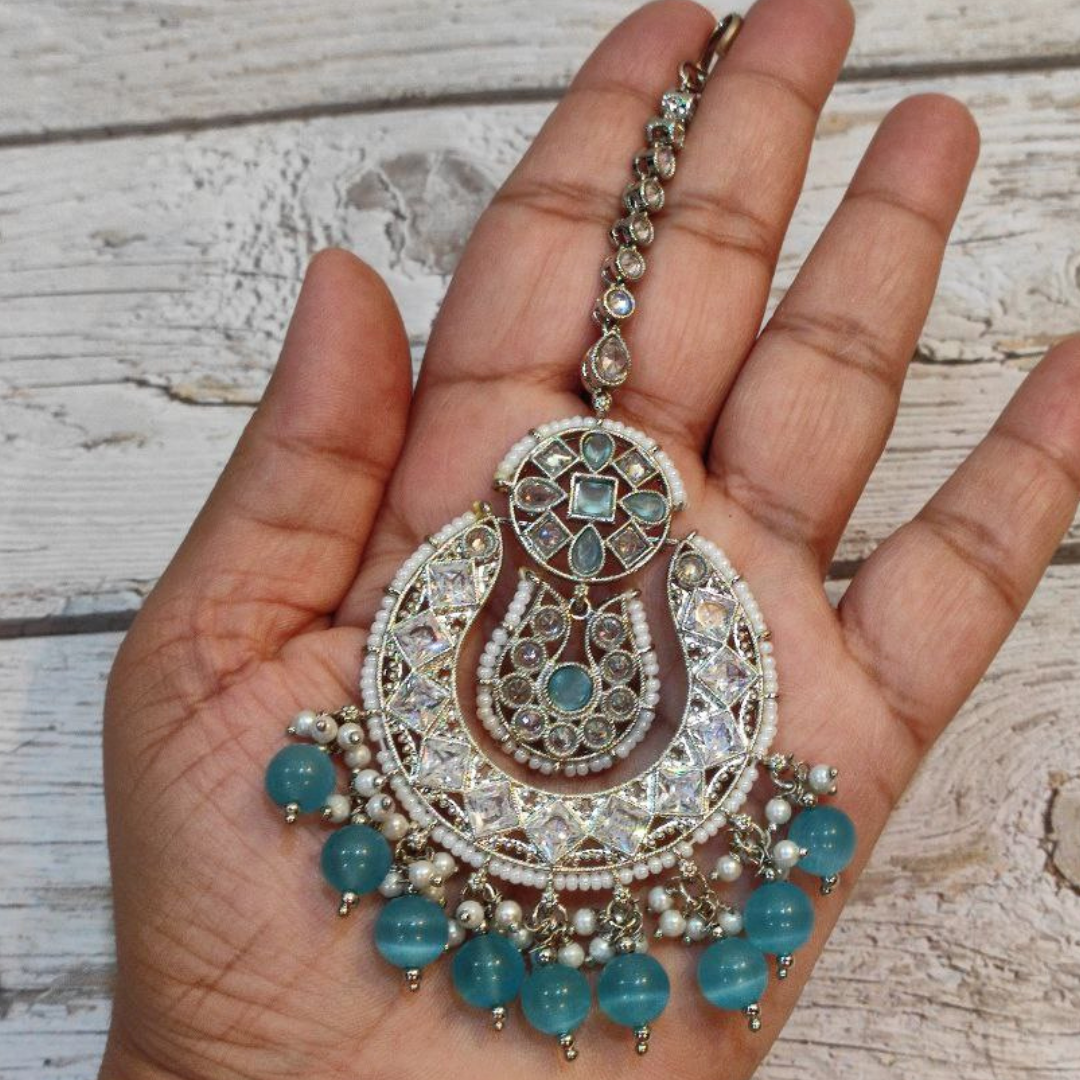 ALISHA AQUA TIKKA EARRING SET