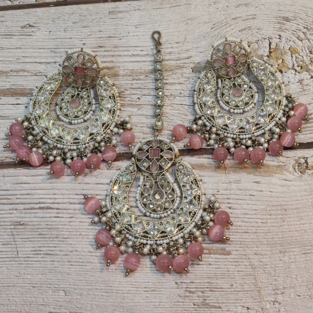 ALISHA PINK TIKKA EARRING SET
