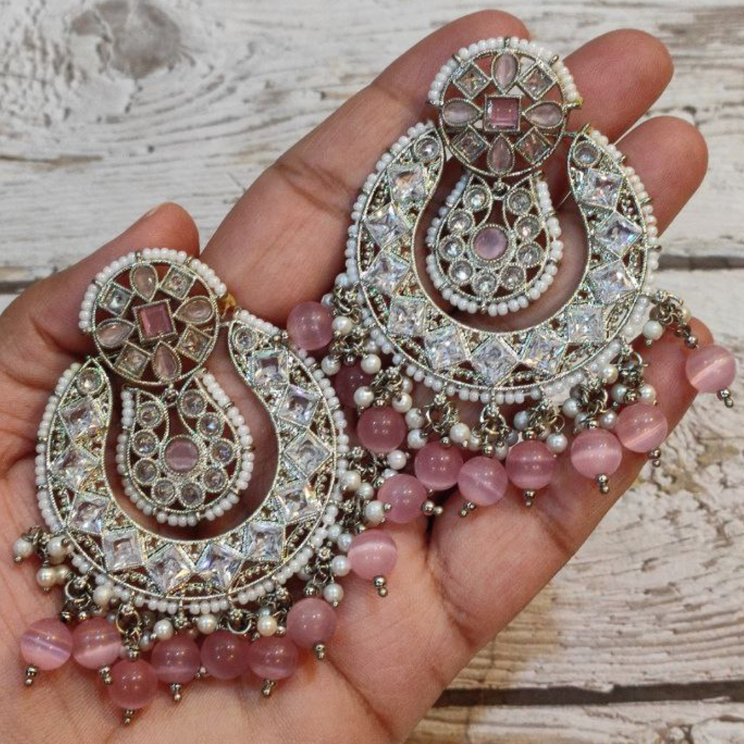 ALISHA PINK TIKKA EARRING SET