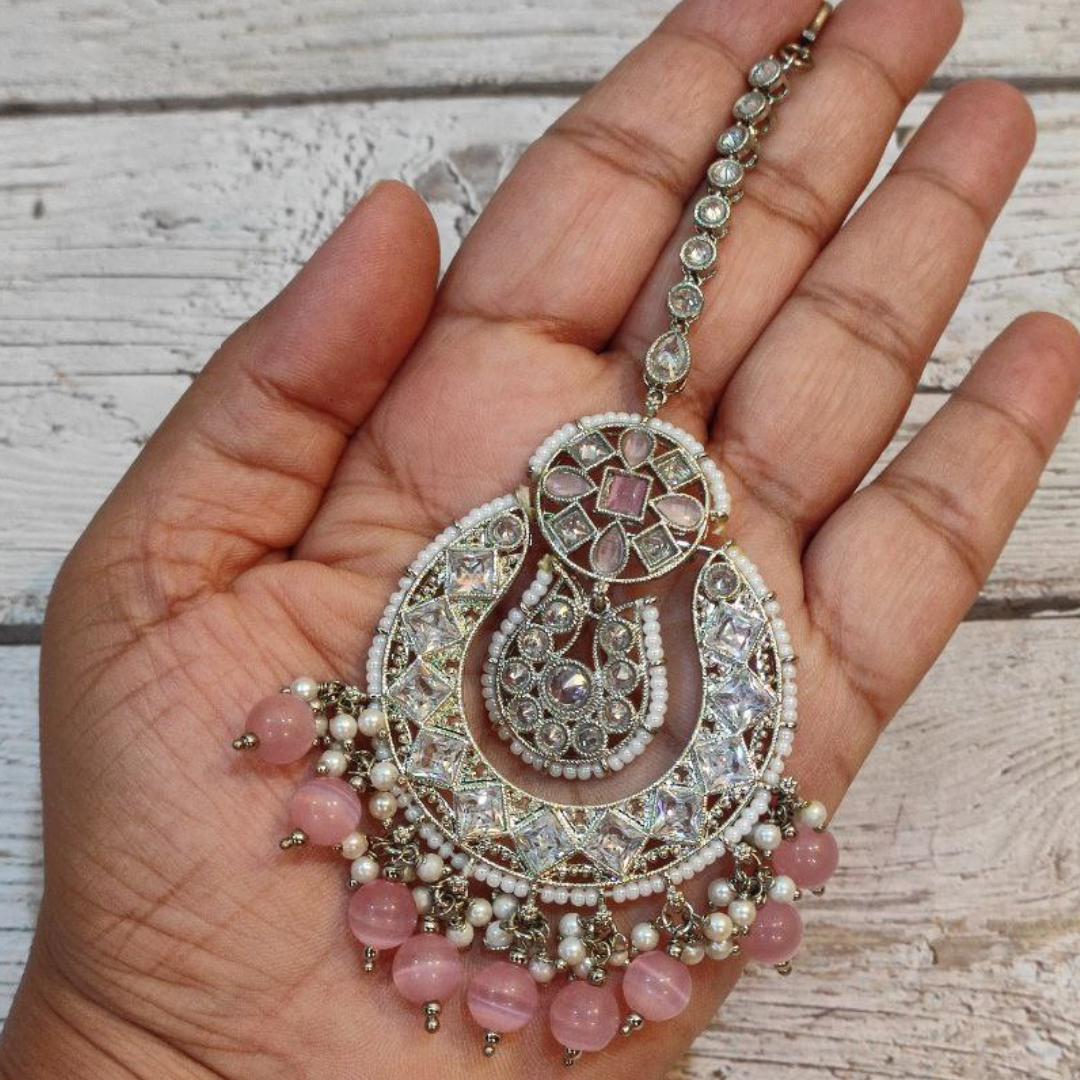 ALISHA PINK TIKKA EARRING SET