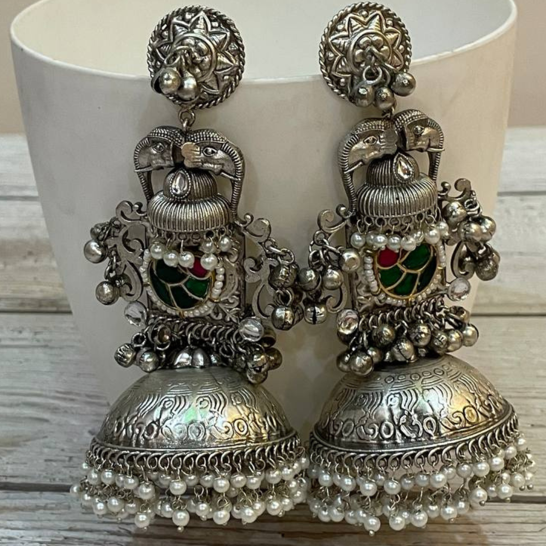 BAADSHAH SILVER JHUMKA EARRING