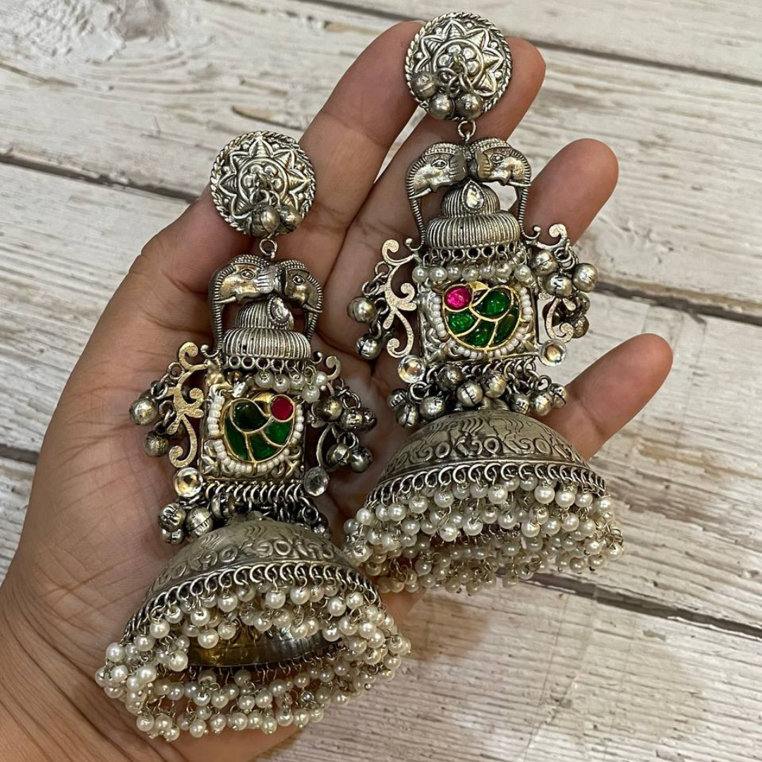 BAADSHAH SILVER JHUMKA EARRING