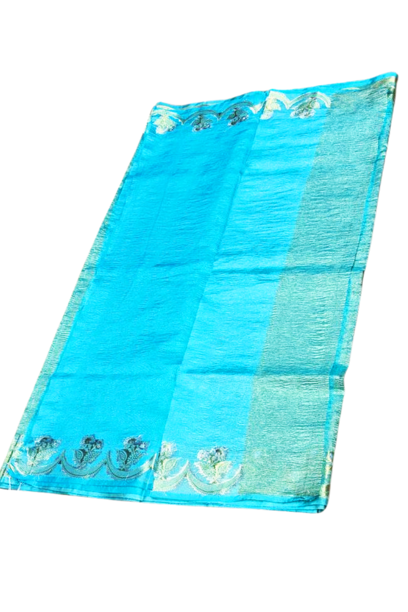 Turquoise Meenakshi Banarasi saree