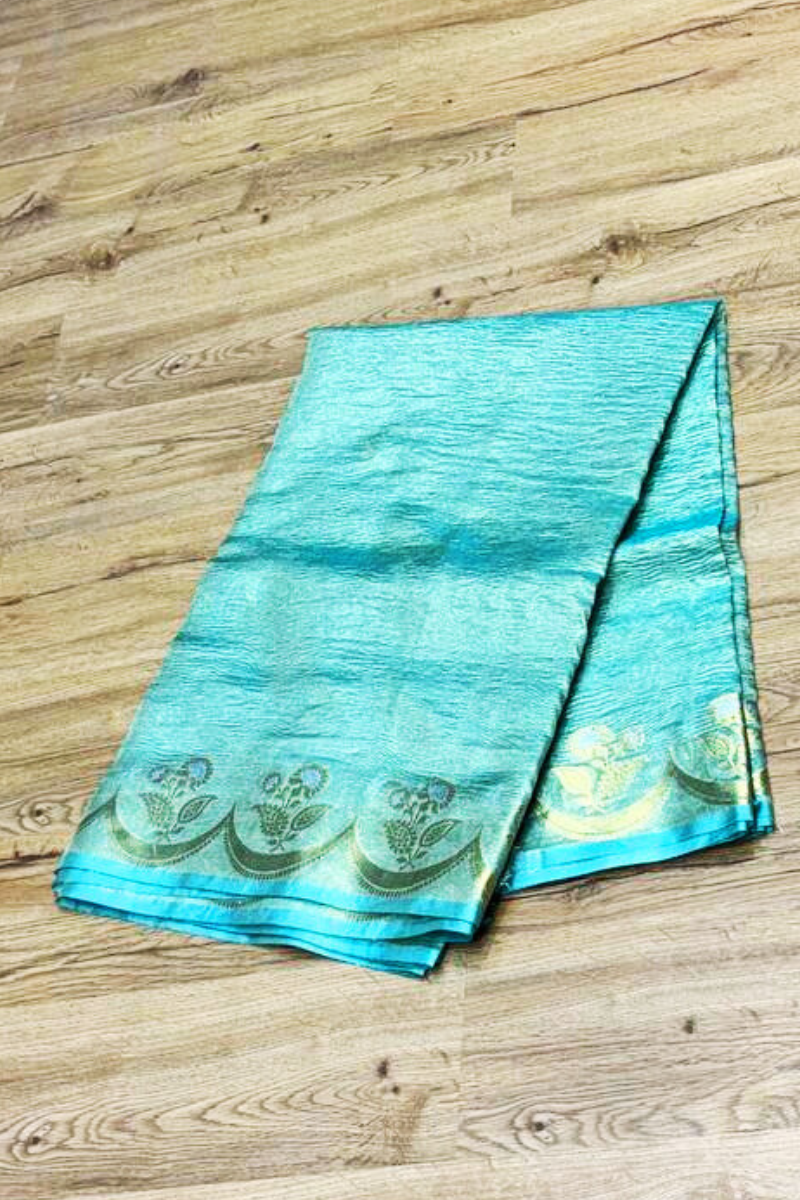Turquoise Meenakshi Banarasi saree