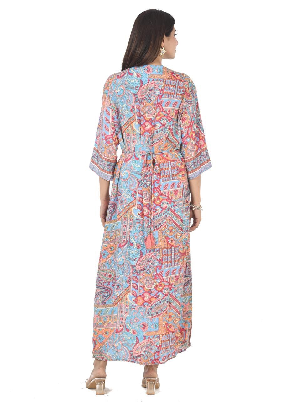 NAZAM TURQUOISE-PINK MAXI DRESS