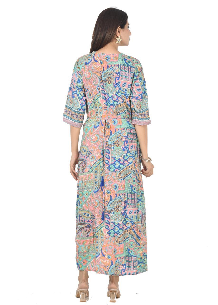 NAZAM GREEN-MULTY MAXI DRESS