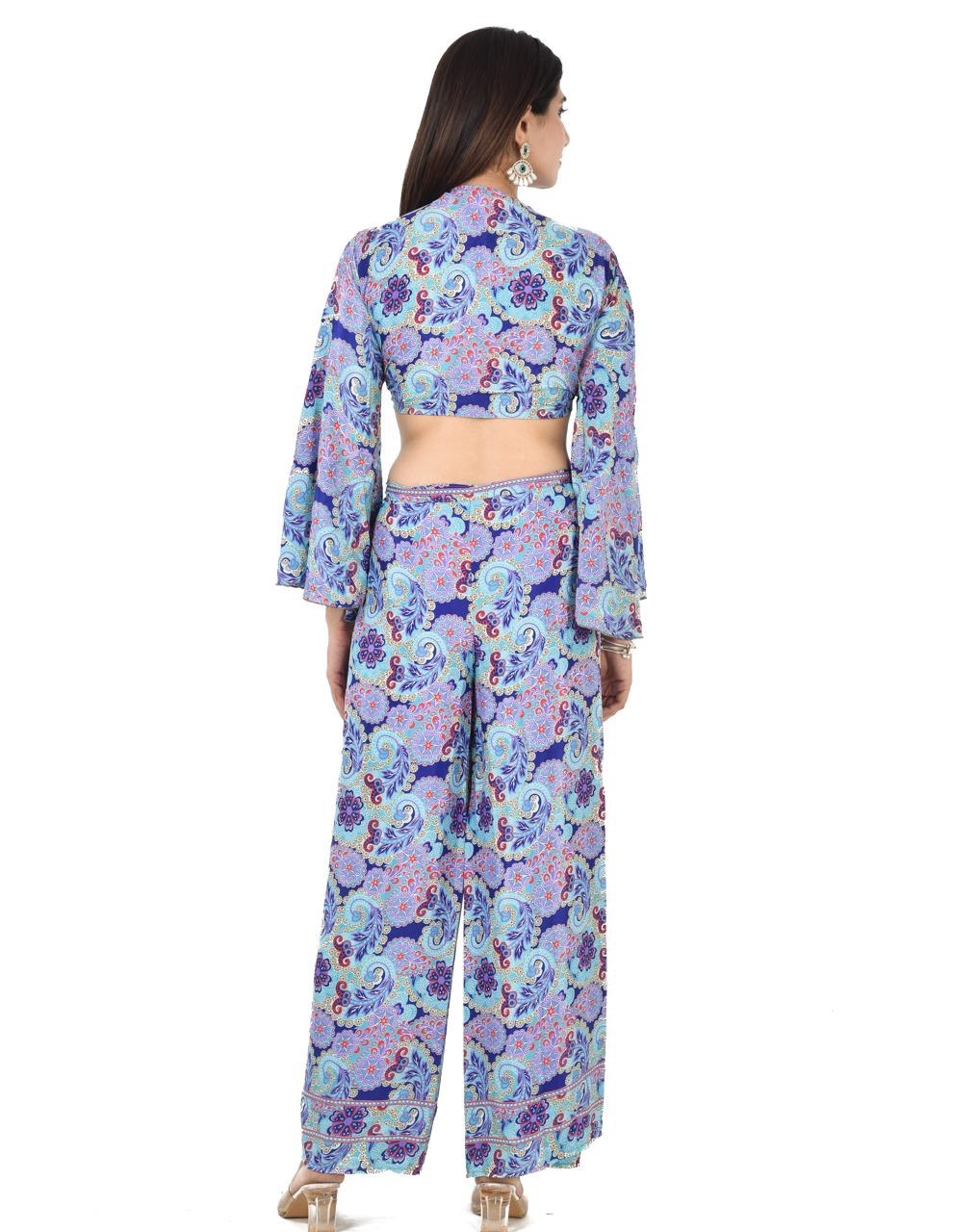 KELLY LAVENDER-BLUE TIE-UP CO-ORD SET
