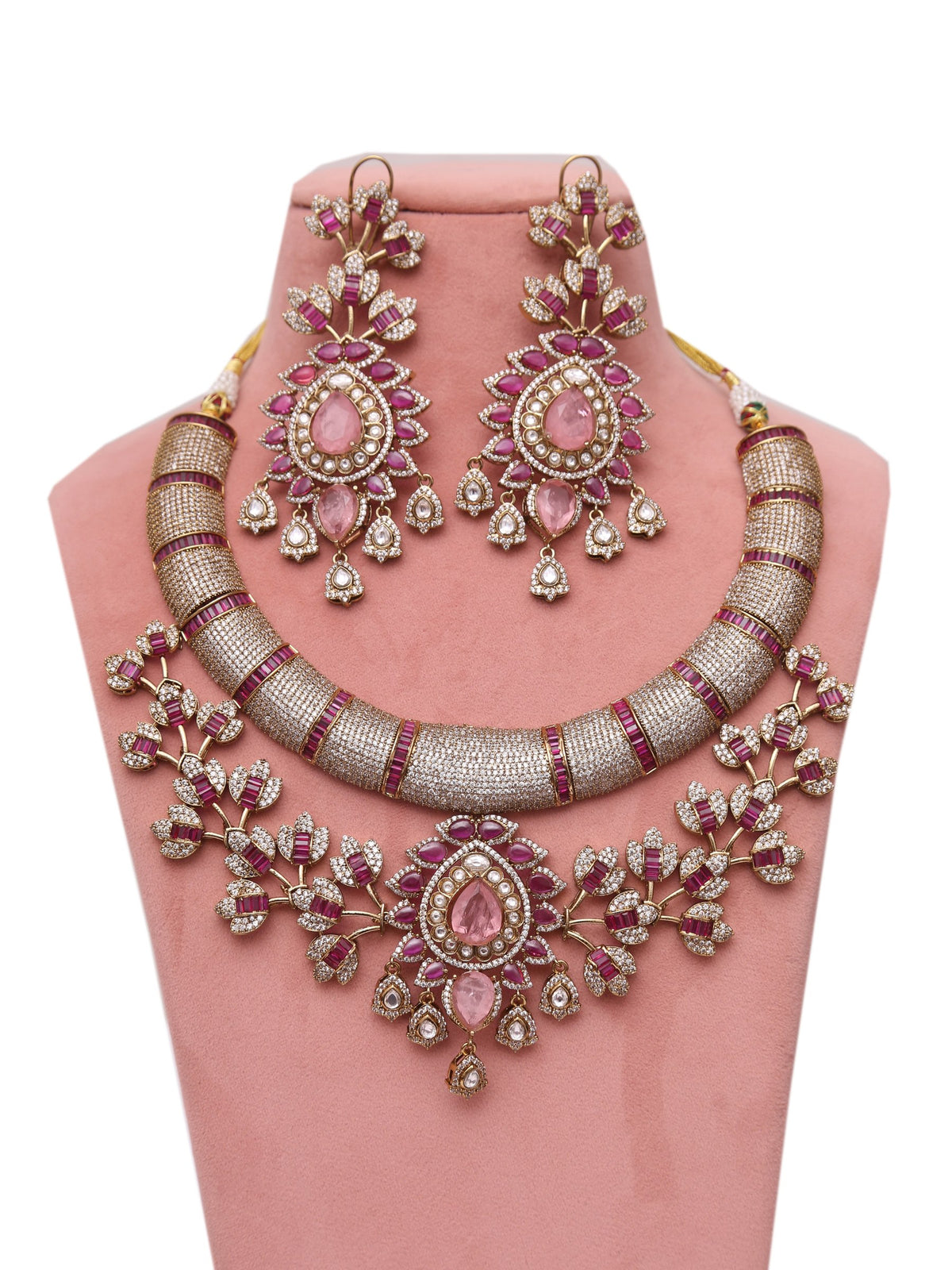 Rani pink Vantara jewellery set