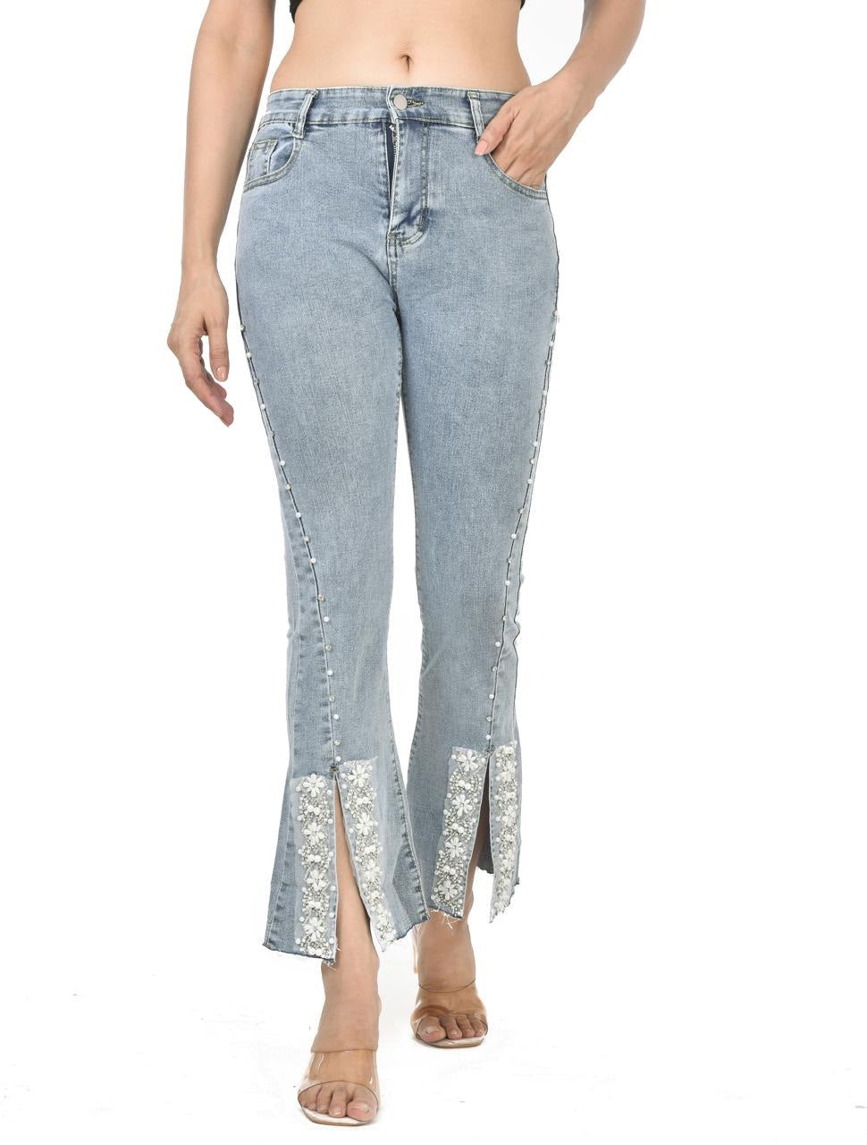 Hana pearl-work jeans