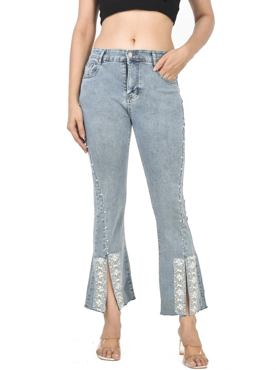Hana pearl-work jeans