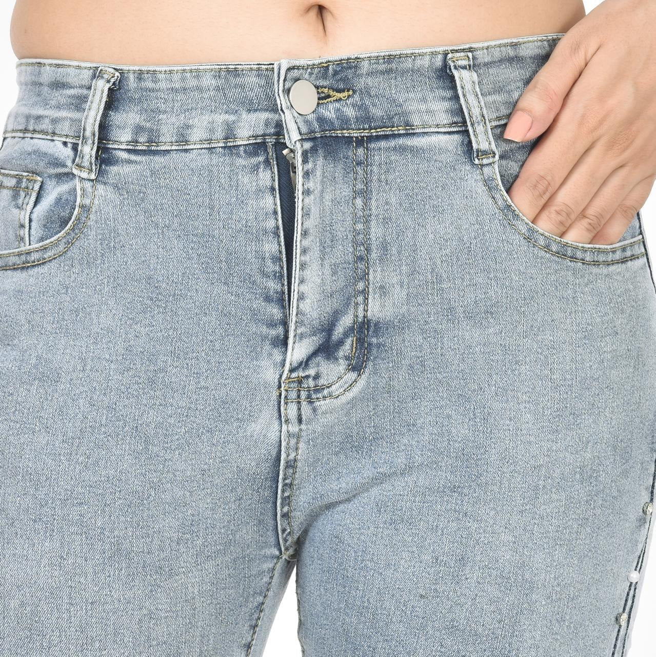 Hana pearl-work jeans