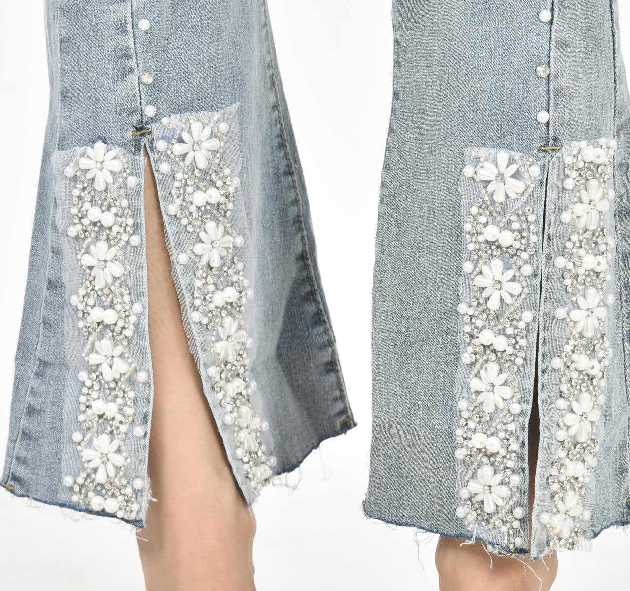 Hana pearl-work jeans