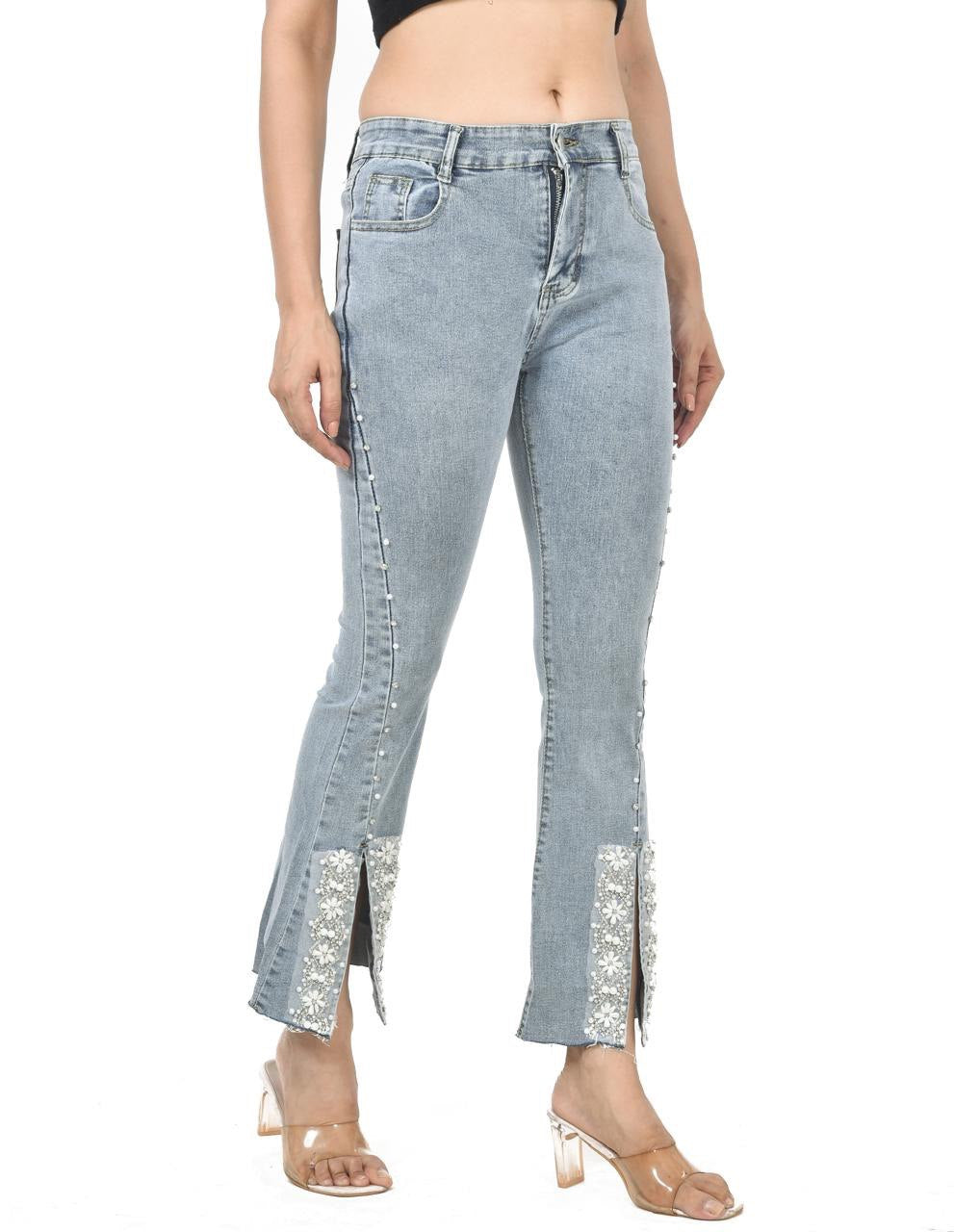 Hana pearl-work jeans