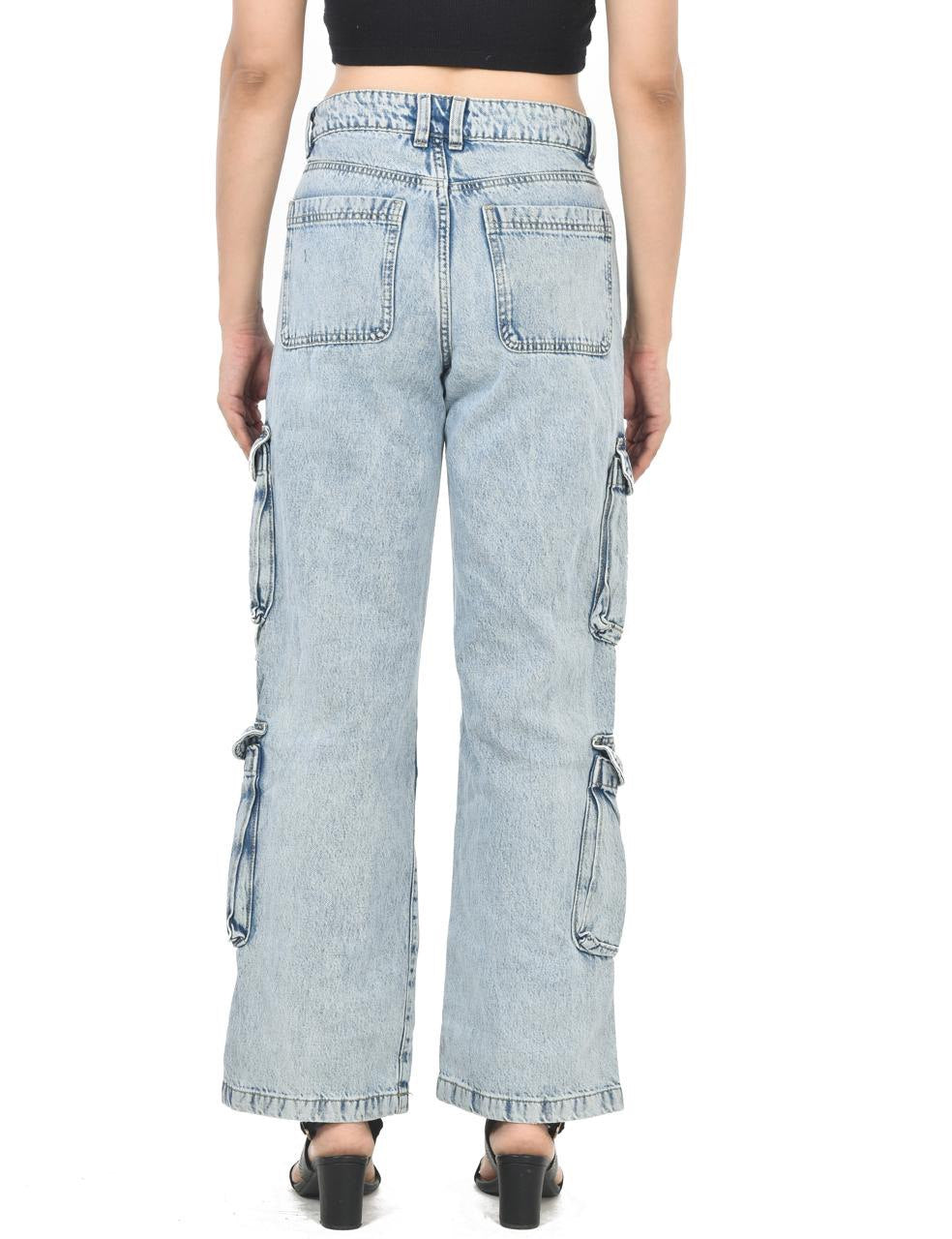 Blue Six pocket baggie jeans