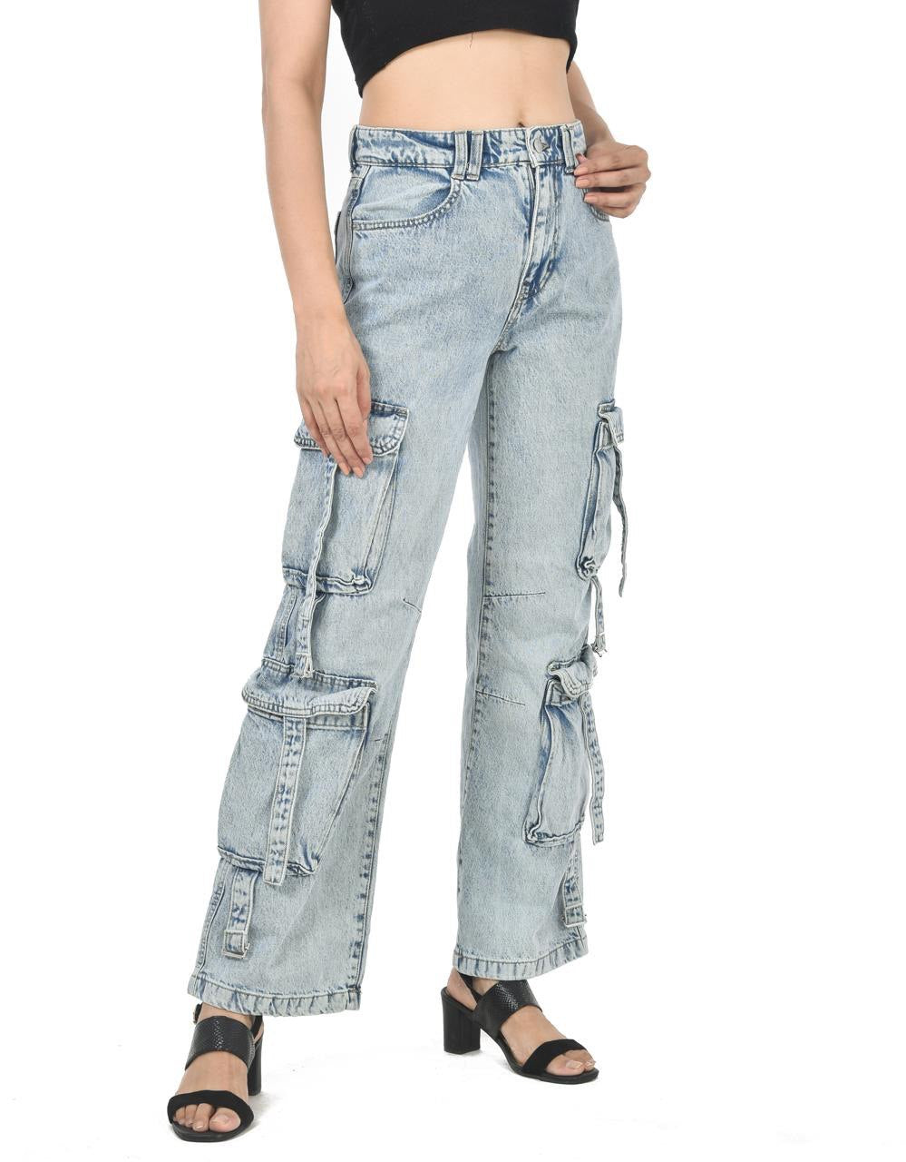 Blue Six pocket baggie jeans