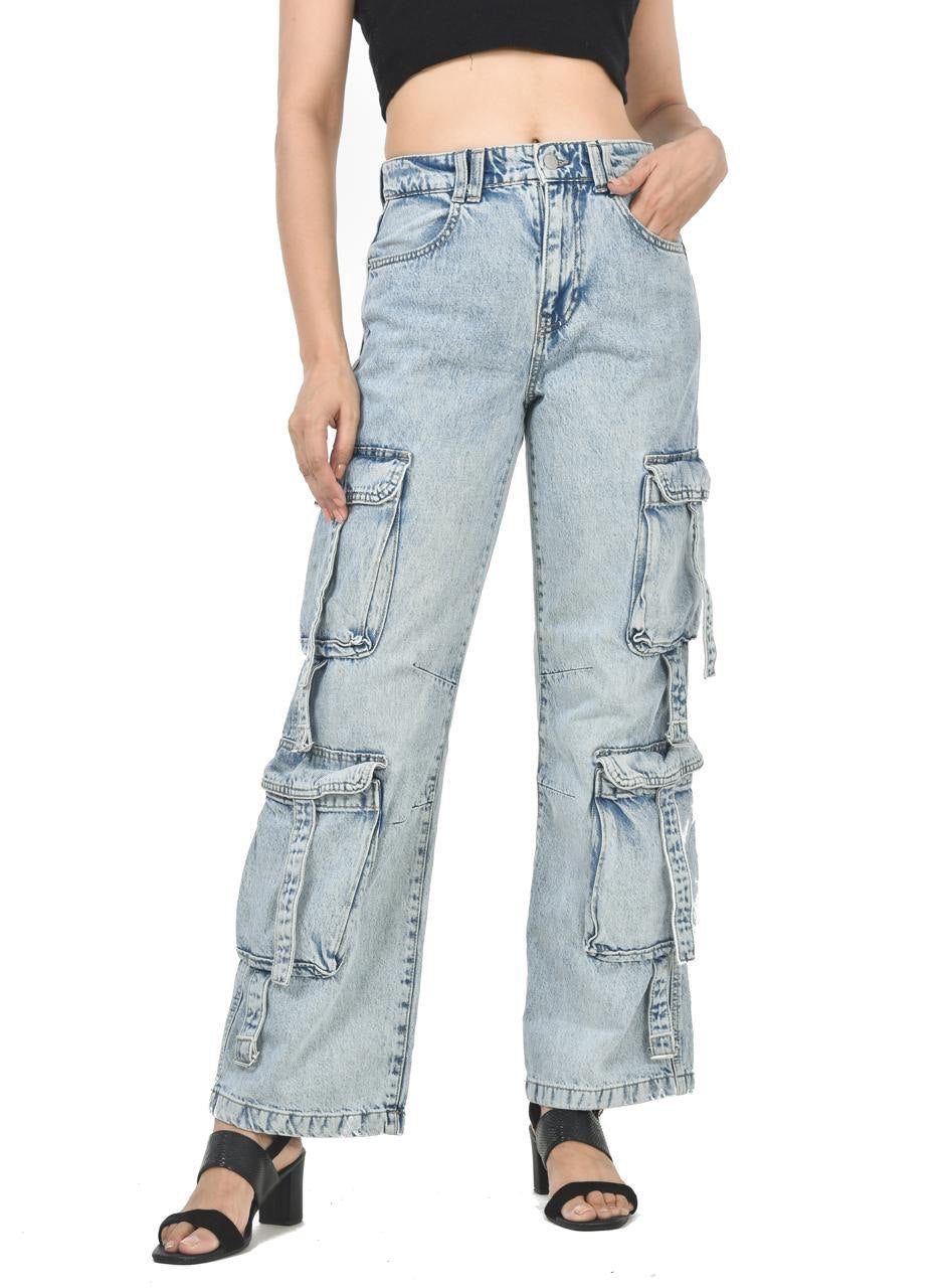 Blue Six pocket baggie jeans