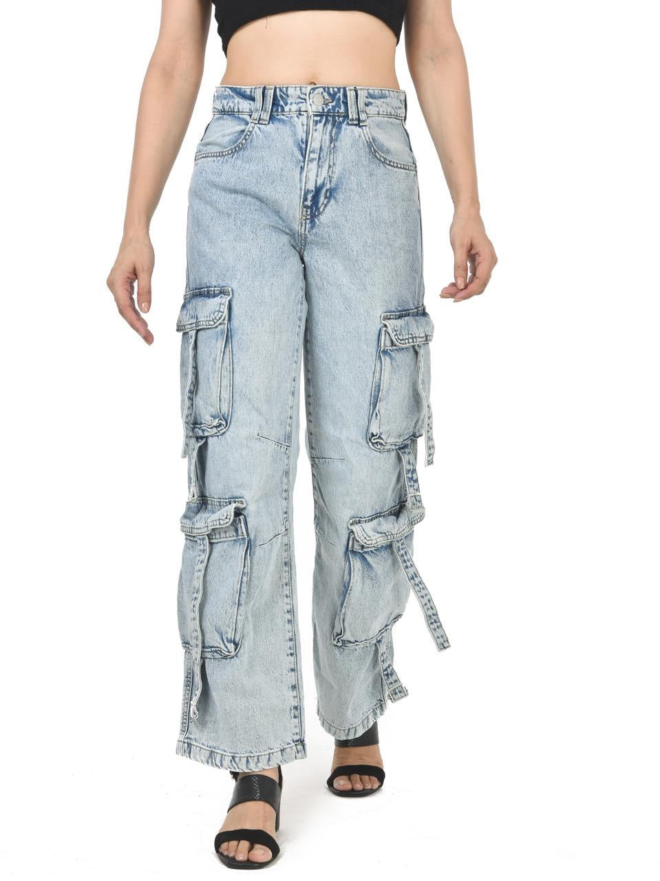 Blue Six pocket baggie jeans