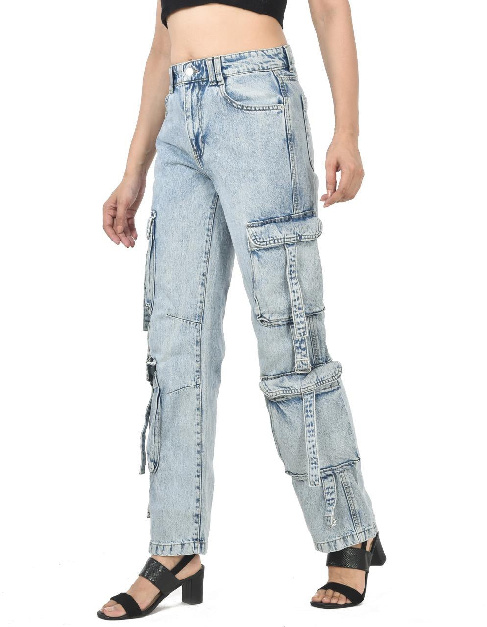 Blue Six pocket baggie jeans