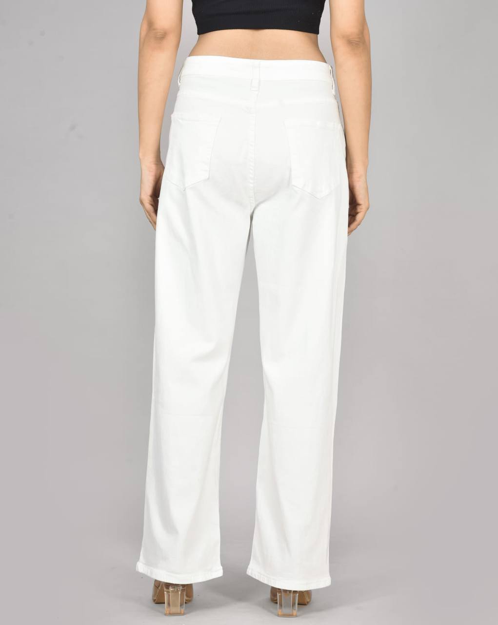 White Korean heart jeans