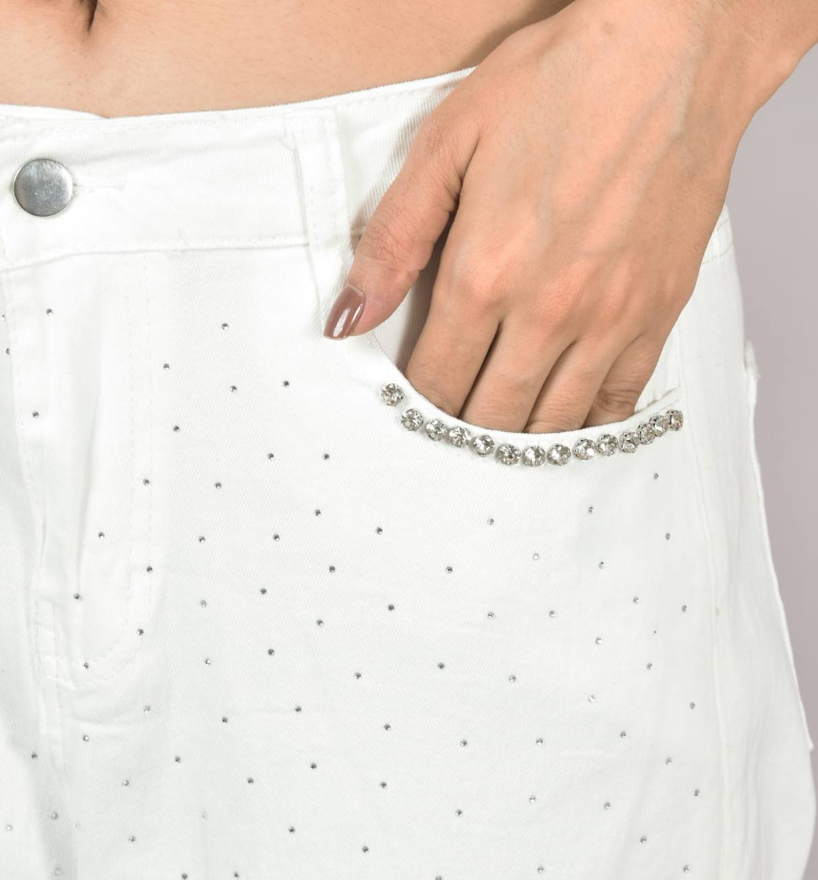 White Korean heart jeans