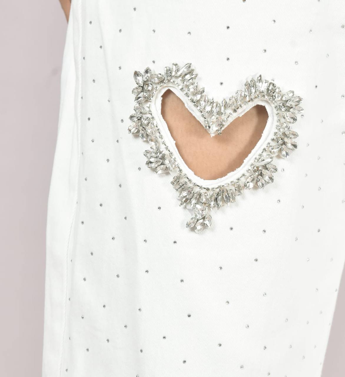 White Korean heart jeans