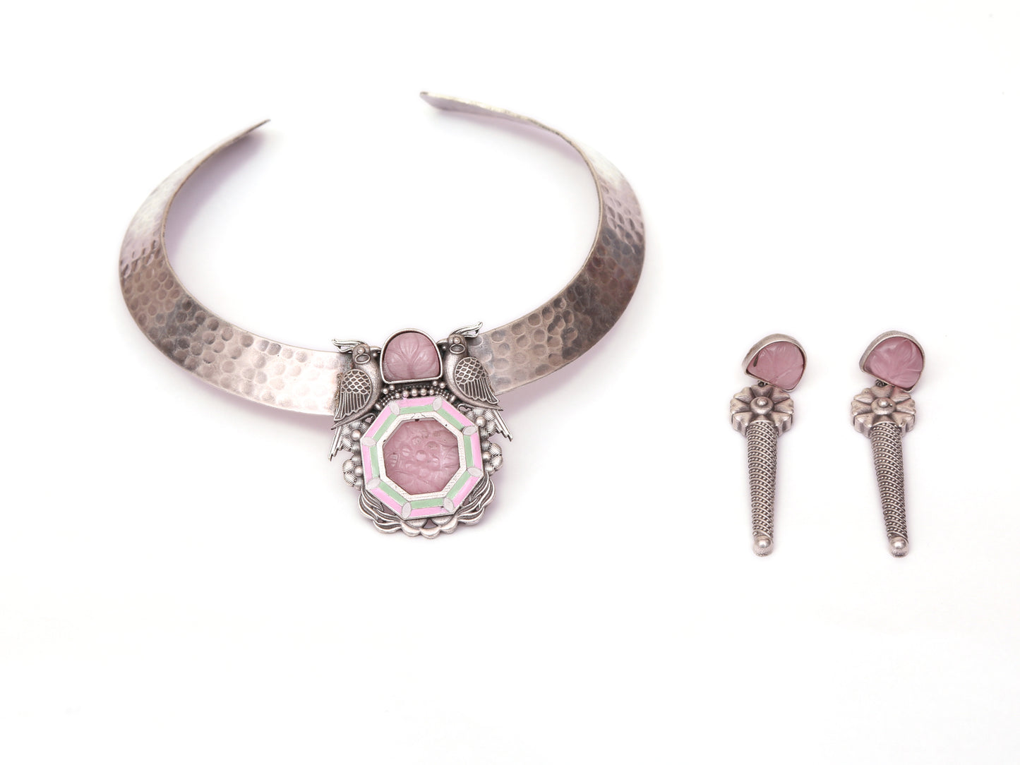 Pink sun hansali necklace