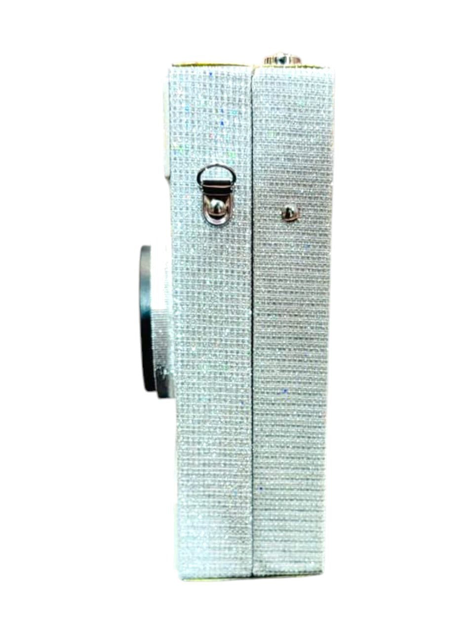 Big silver influncer camera hand bag