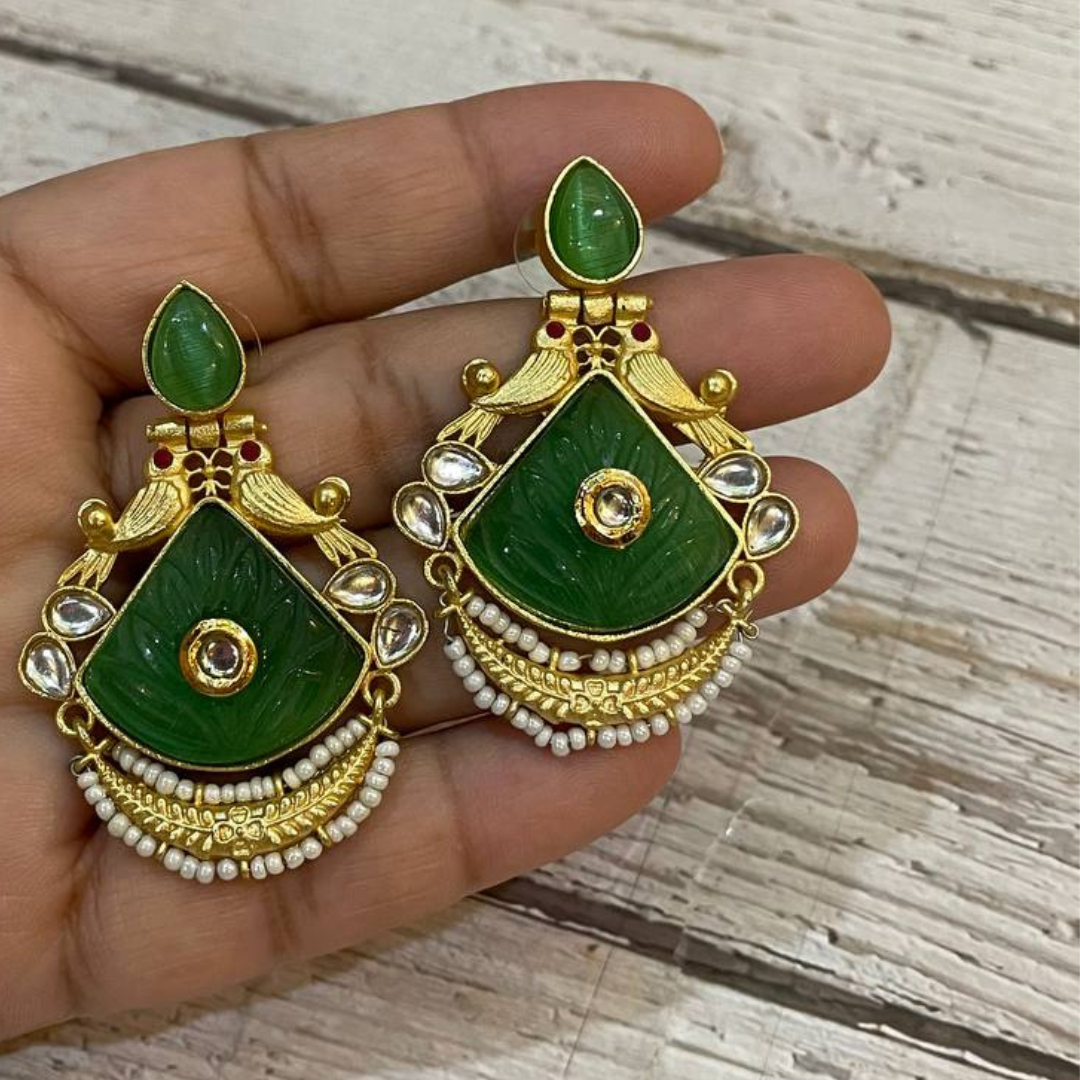 RUKMANI GREEN EARRINGS