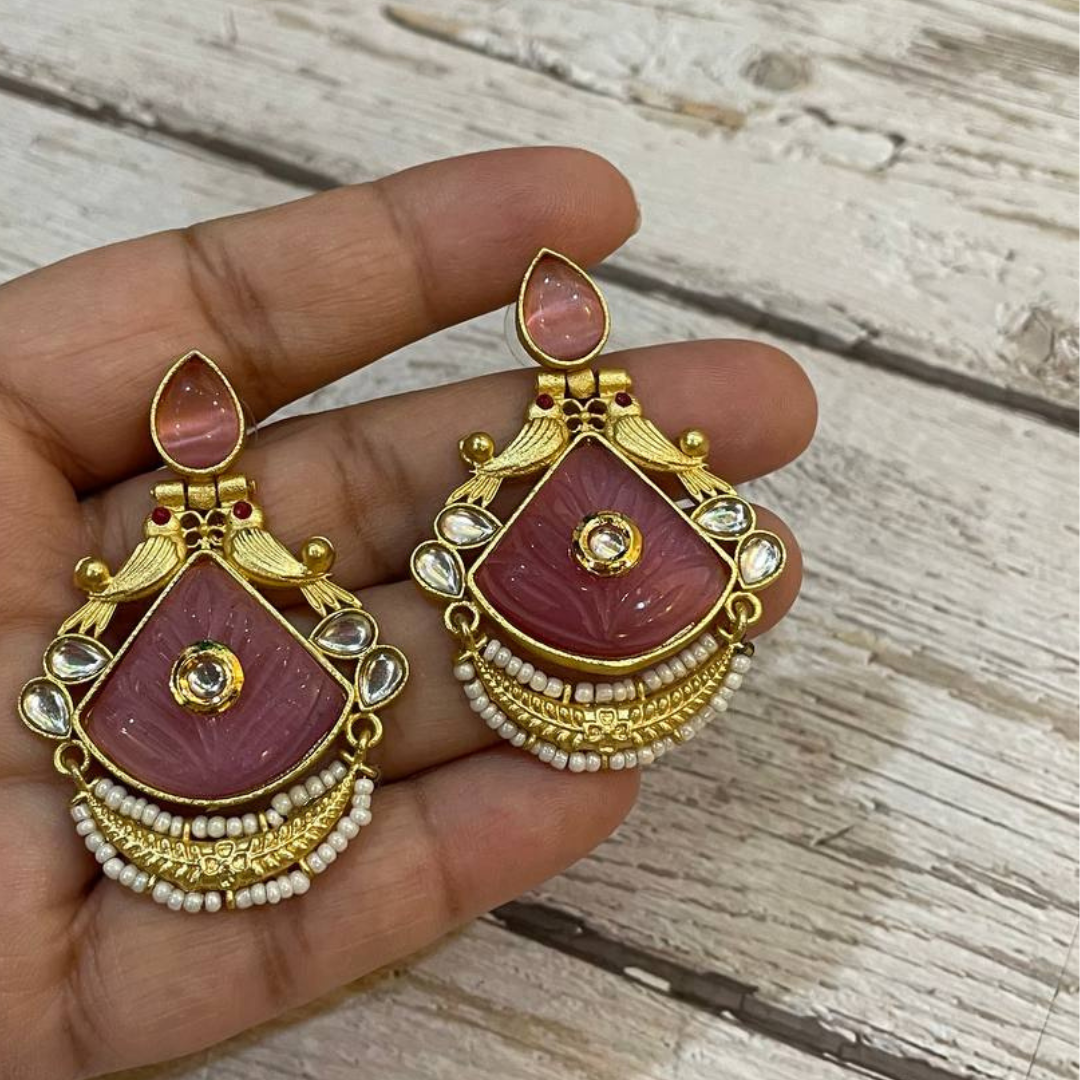 RUKMANI PINK EARRING