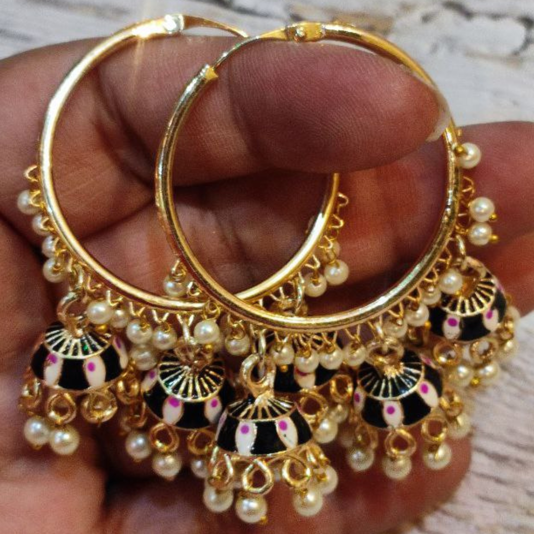 SHAAN BLACK BALI EARRING