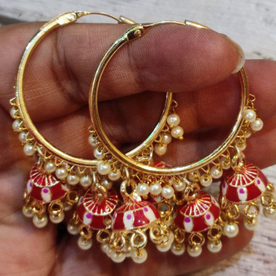 SHAAN RED BALI EARRING