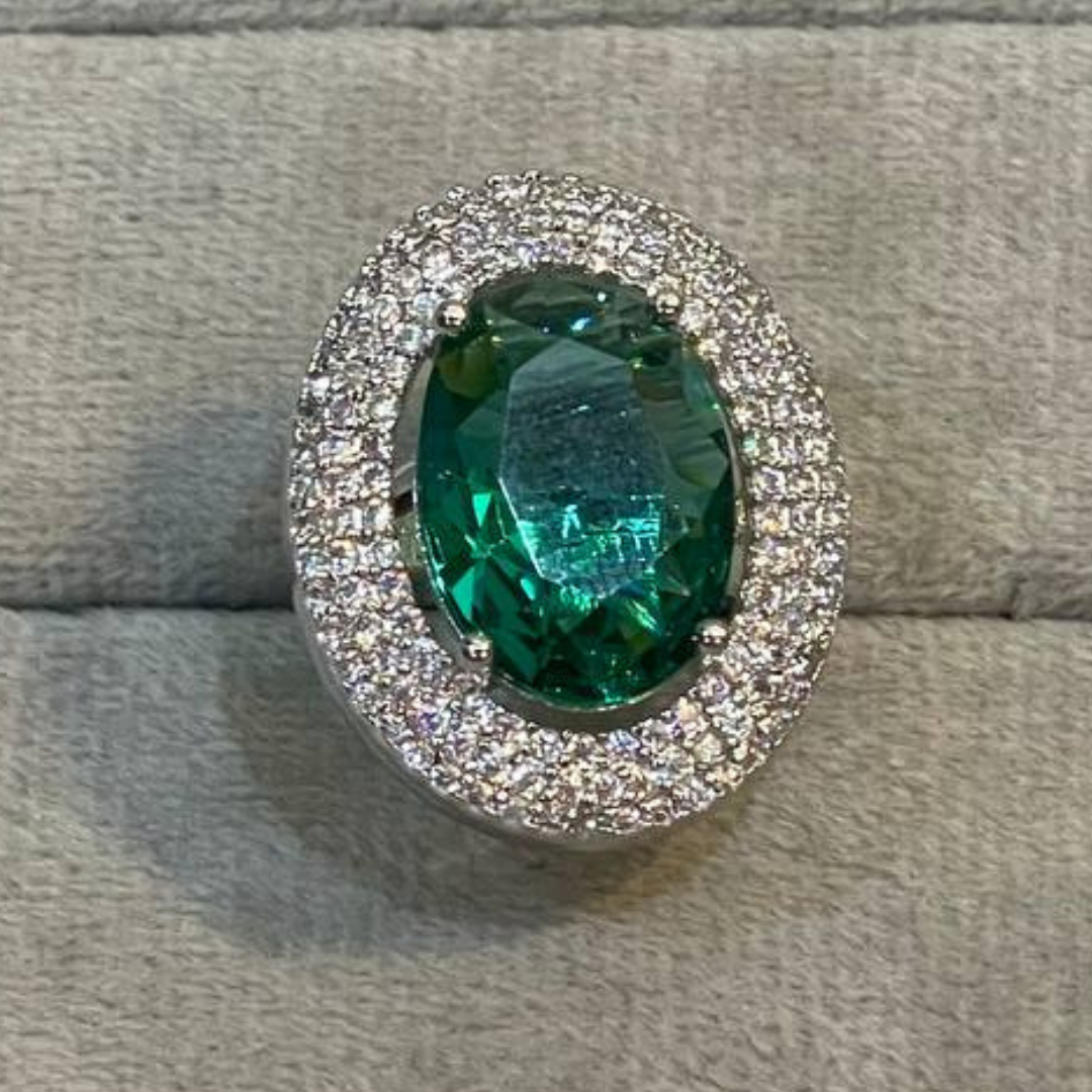 MOON GLASS GREEN RING