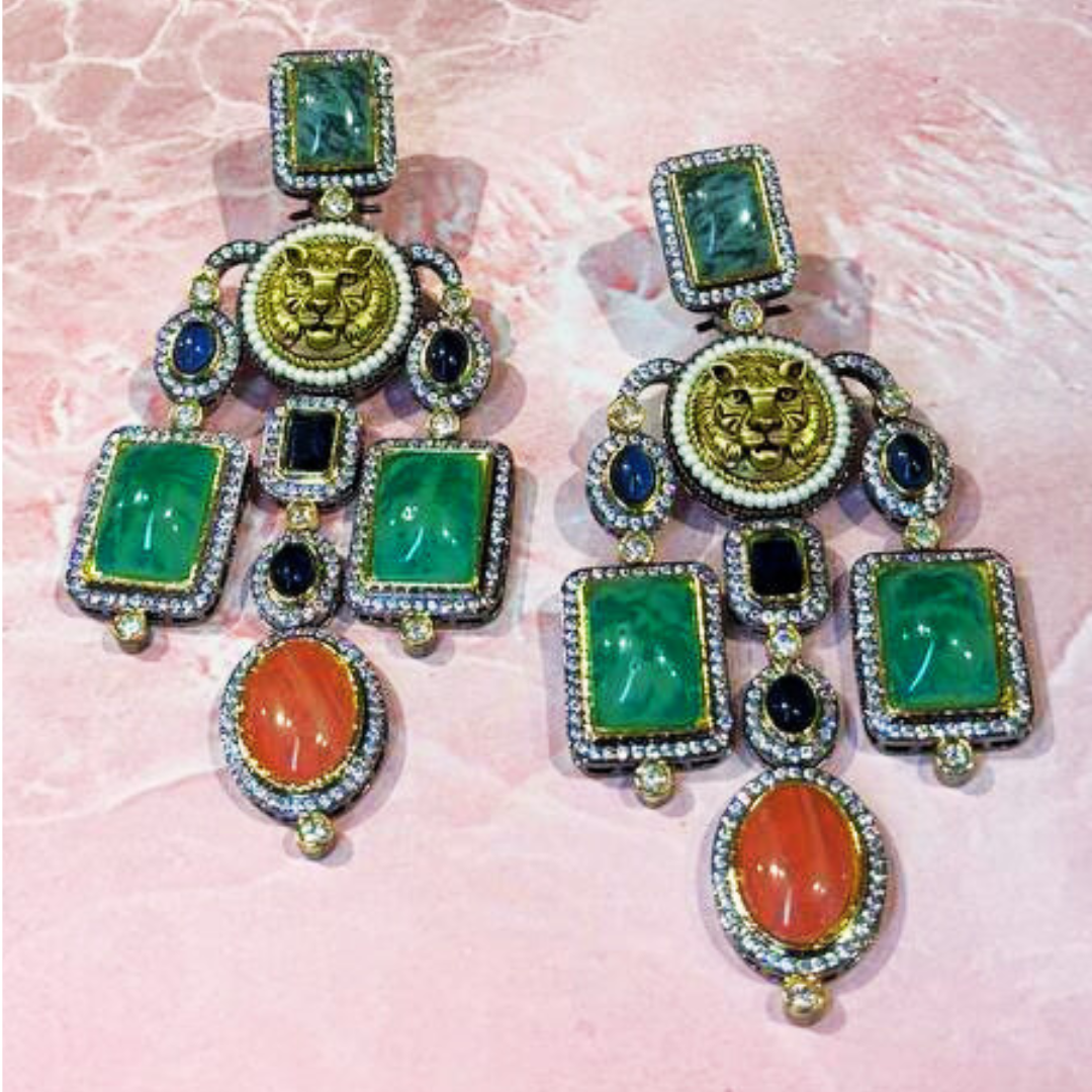NAWABSHAHI MARBLE-GREEN EARRINGS