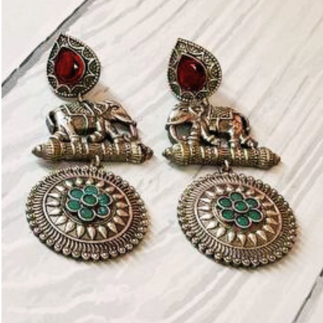 GAJENDRA RED-TURQUOISE EARRING