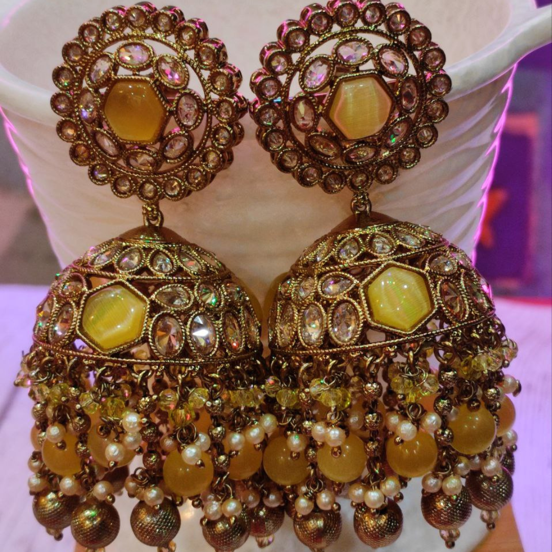 YELLOW MUMTAJ JHUMKA