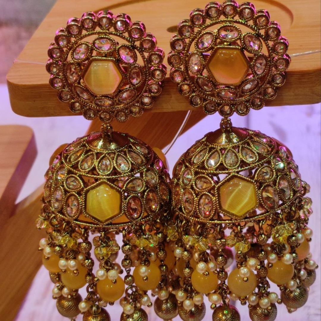 YELLOW MUMTAJ JHUMKA