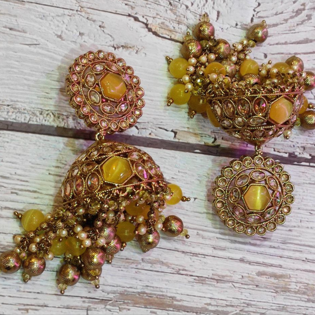 YELLOW MUMTAJ JHUMKA