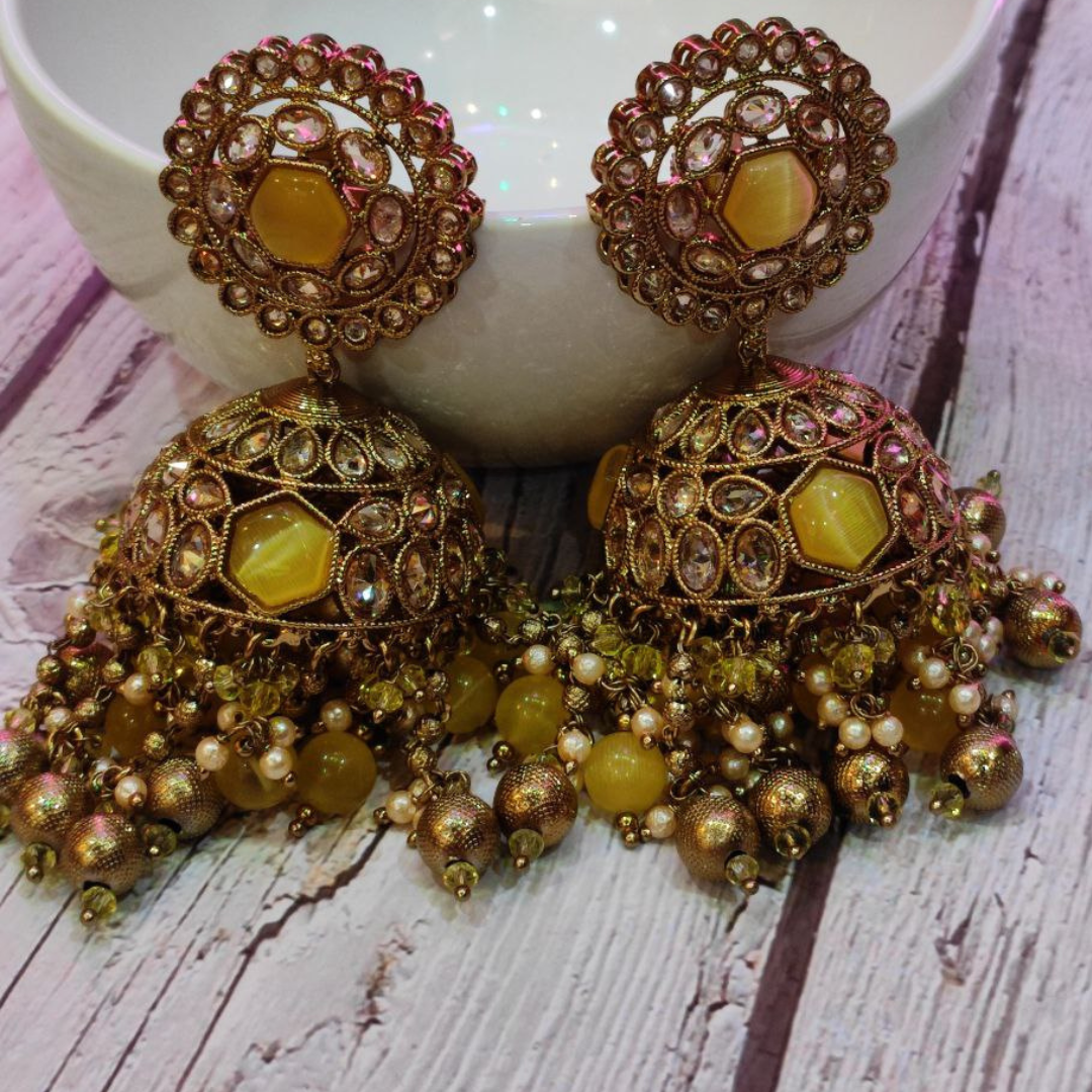 YELLOW MUMTAJ JHUMKA