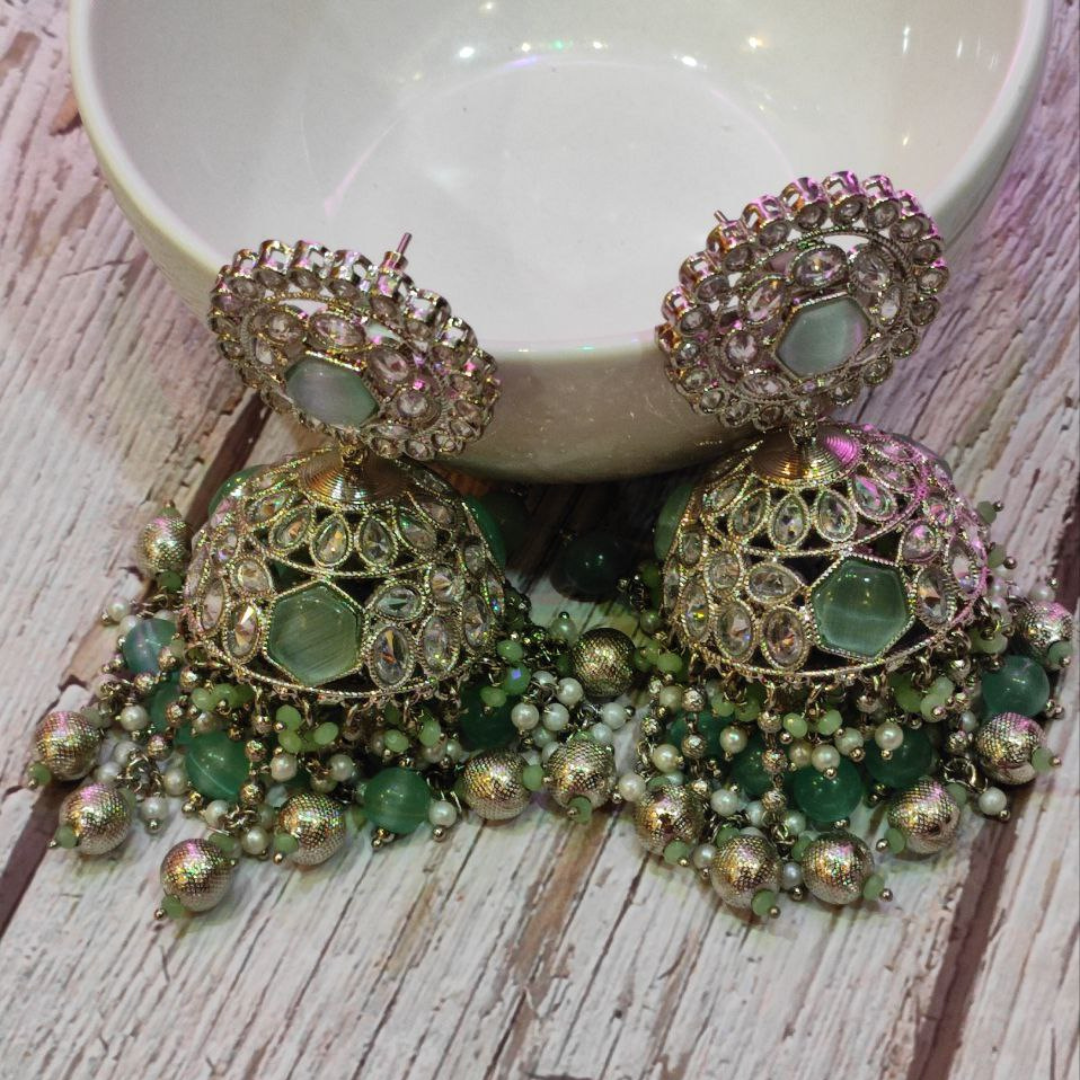 RHODIUM MINT MUMTAJ JHUMKA