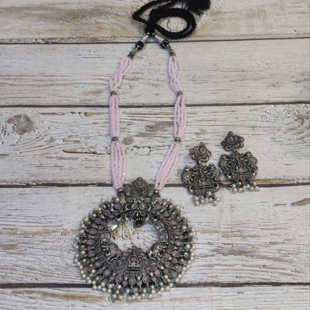 Pink dhan Laxmi jewellery set