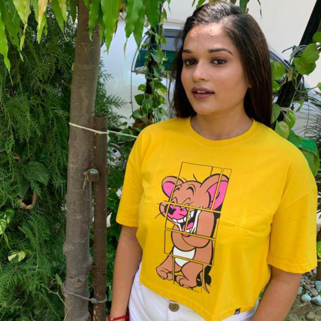 MARY YELLOW T-SHIRT CROP TOP
