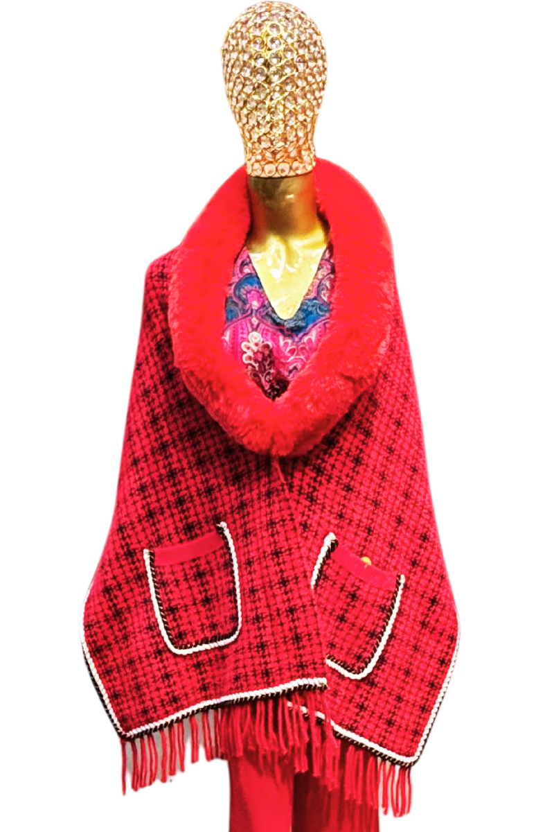 Reha red poncho