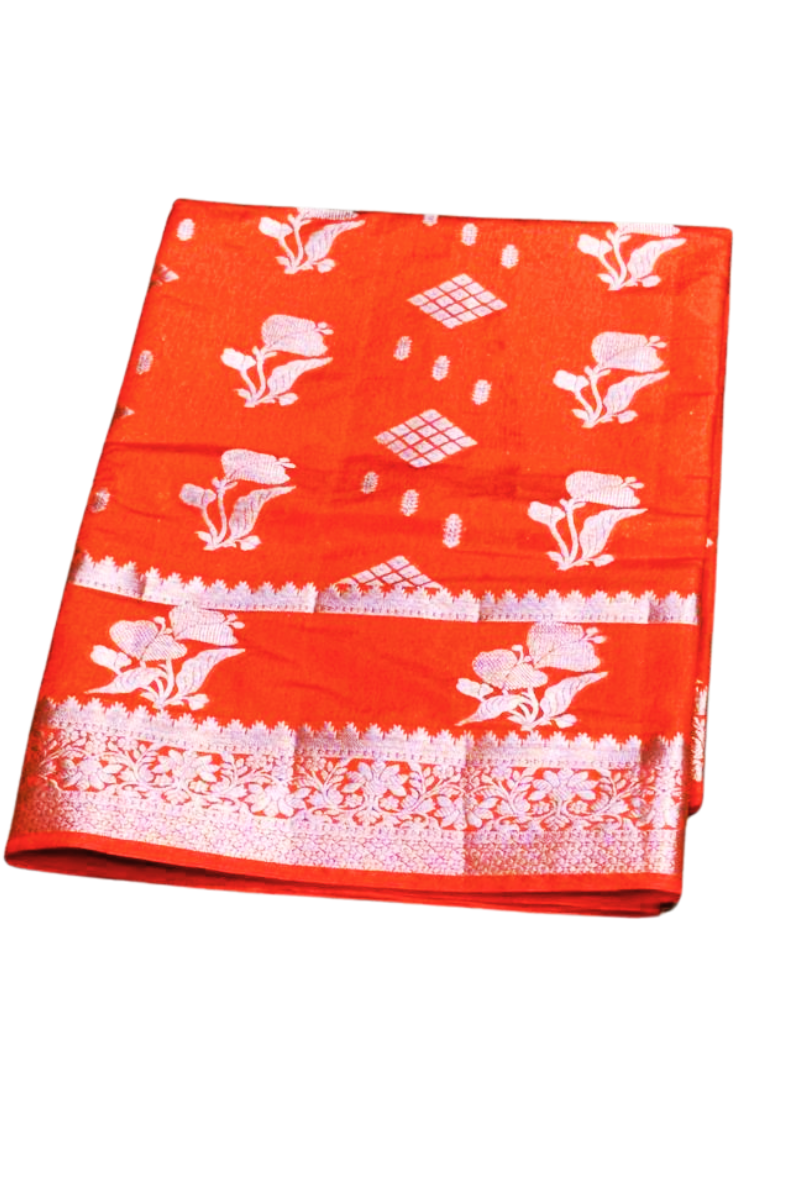 Orange Padma Banarasi saree